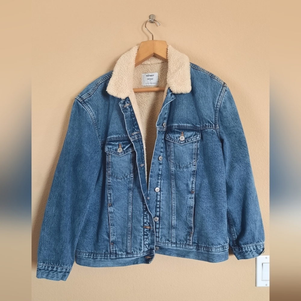 Old Navy Sherpa Denim Jacket Boyfriend Fit 90s
